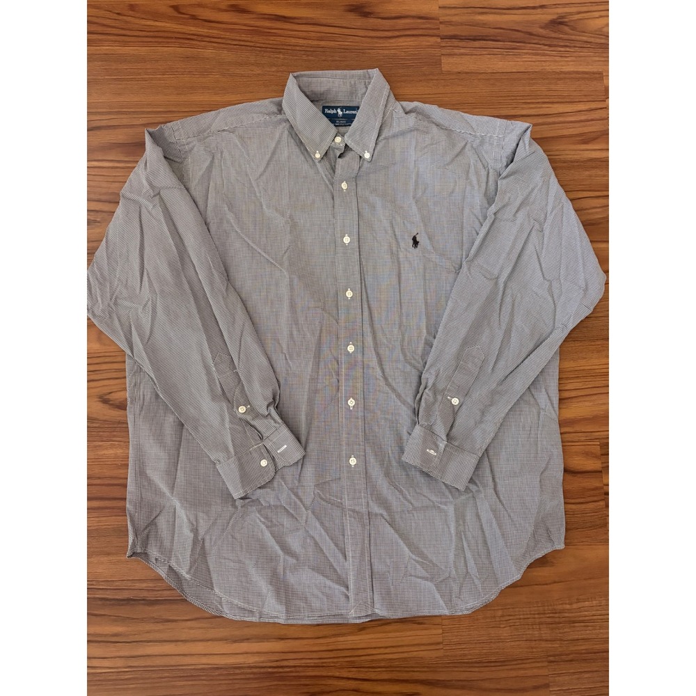 Ralph Lauren Blake Shirt Mens XL Black Gingham Check 100% Cotton Button Down